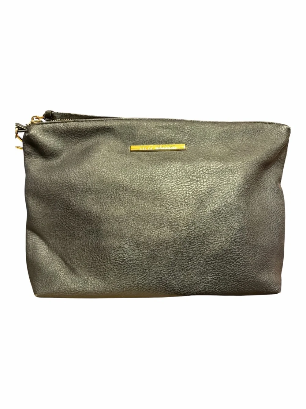 Steve Madden Black Crossbody Bag Convertible Pouch Clutch Gold Accents